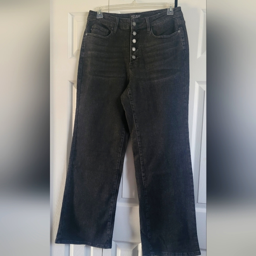 LIKE NEW WORN TWICE WASHED BLACK BUTTON FLY TROUSER WIDE LEG